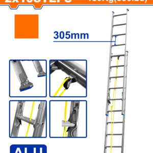 2-Section 7.6m Heavy-Duty Aluminum Extension Ladder