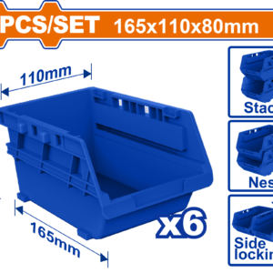 6-Piece Stackable and Interlocking Storage Bin Set