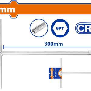 8mm T-Handle Socket Wrench - 185x300mm Cr-V Chrome, Paper Card