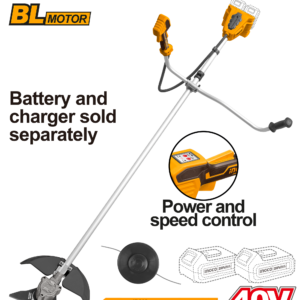 40V Brushless String Trimmer/Brush Cutter - 0-6500rpm, 330mm Line/255mm Blade, Tool-Only