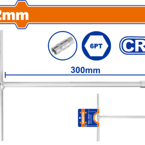 12mm T-Handle Socket - Cr-V Chrome-Plated, 300mm Reach
