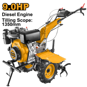 9HP Diesel Rotary Tiller - 6.6kW, 1350mm Width, 300mm Depth, 3+1 Blades + 4.0-8 Wheels