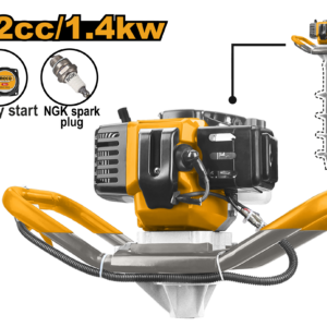 52cc 2-Stroke Petrol Earth Auger - 1.4kW, 0-265rpm, 1200ml Tank, Tool-Only