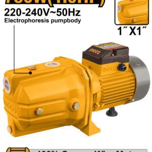 1HP Compact Jet Pump – 750W, 51m Lift, 55L/min, 9m Suction, 1"x1" Copper Motor