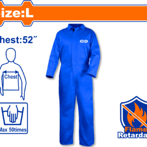 Size XL, 9oz Flame-Retardant Cotton Coverall – Sewn FR Thread, Spark Protection