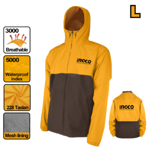 Size L, Taslan Waterproof Jacket – 5000mm, 3000g Breathable, Mesh Lining, Multi-Pockets