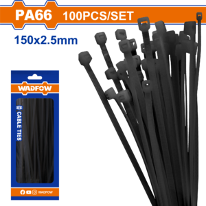 150mm x 2.5mm Black Nylon Cable Ties – 100pcs, UV-Resistant Nylon 66