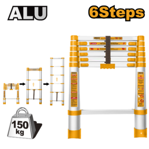 10-Step Telescopic Aluminium Ladder – 3.18m Max, 775mm Closed, Easy-Carry
