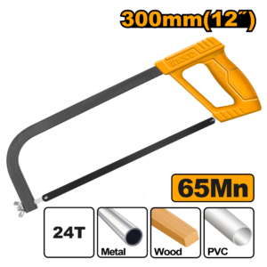 12" Basic Hacksaw Frame P6C24 - 300mm, Includes 65Mn Blade, Paper Card