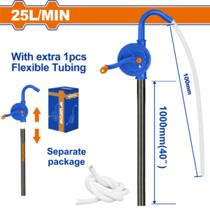 25L/min Heavy-Duty Hand Pump - 127cm Zinc-Plated Steel, 125mm Dia, Colour Box