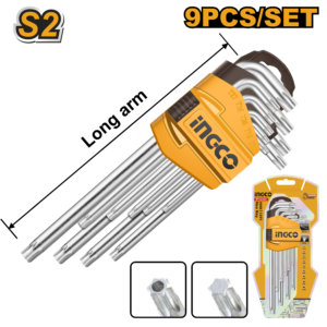 9-Piece S2 Steel Long Arm Torx Key Set
