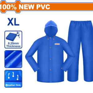 Size XL, 0.25mm Rain Suit – Breathable PVC, Hat Cord, Full Ventilation