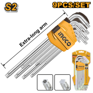 9-Piece S2 Steel Extra-Long Arm Torx Key Set