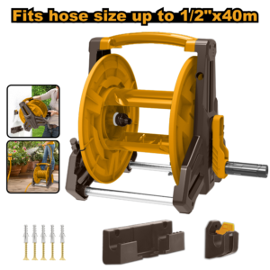 40m Capacity Wall-Mount Garden Hose Reel with Foldable Handle