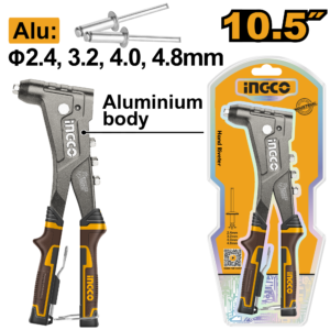 10.5" Lightweight Aluminum Hand Riveter - 2.4-4.8mm, Double Blister