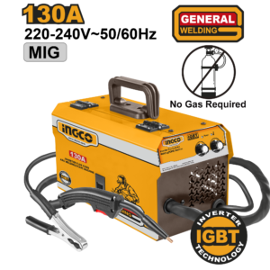 130A@40% Flux-Core Welder – C1 Gasless, 0.8/0.9mm Wire, Built-In Feeder