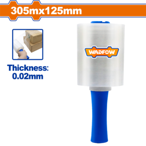 125mm x 305m Stretch Wrap Film – 20 Micron, Clear, w/ Handles