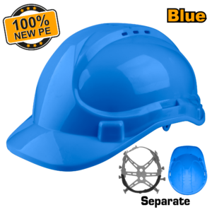 Vented Blue Safety Helmet with 8-Point Suspension