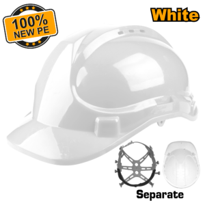 White Vented Safety Helmet – C20 PE Shell, 8-Point Plastic Suspension, Buckle Adjust