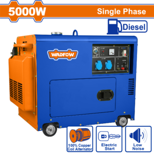 5.0kW/4.5kW Silent Diesel Generator – Single Phase, 9HP 418cc Air-Cooled, 17L, 152kg