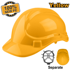 Yellow Vented Hard Hat – C20 PE, Plastic Liner, Buckle Chin Strap, 330g