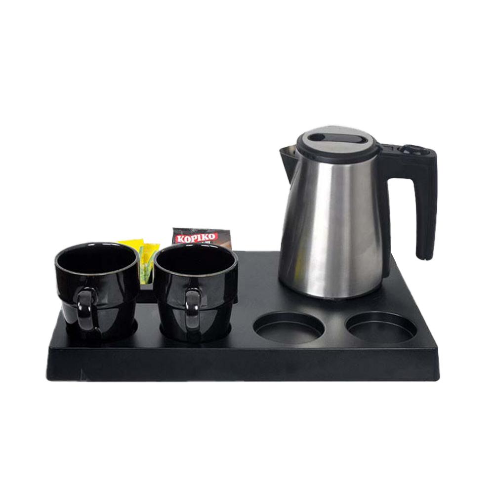 Hotel Electric Kettle Tray Set with 2 Tea Cups – 0.6L (Complete Hospitality Set)