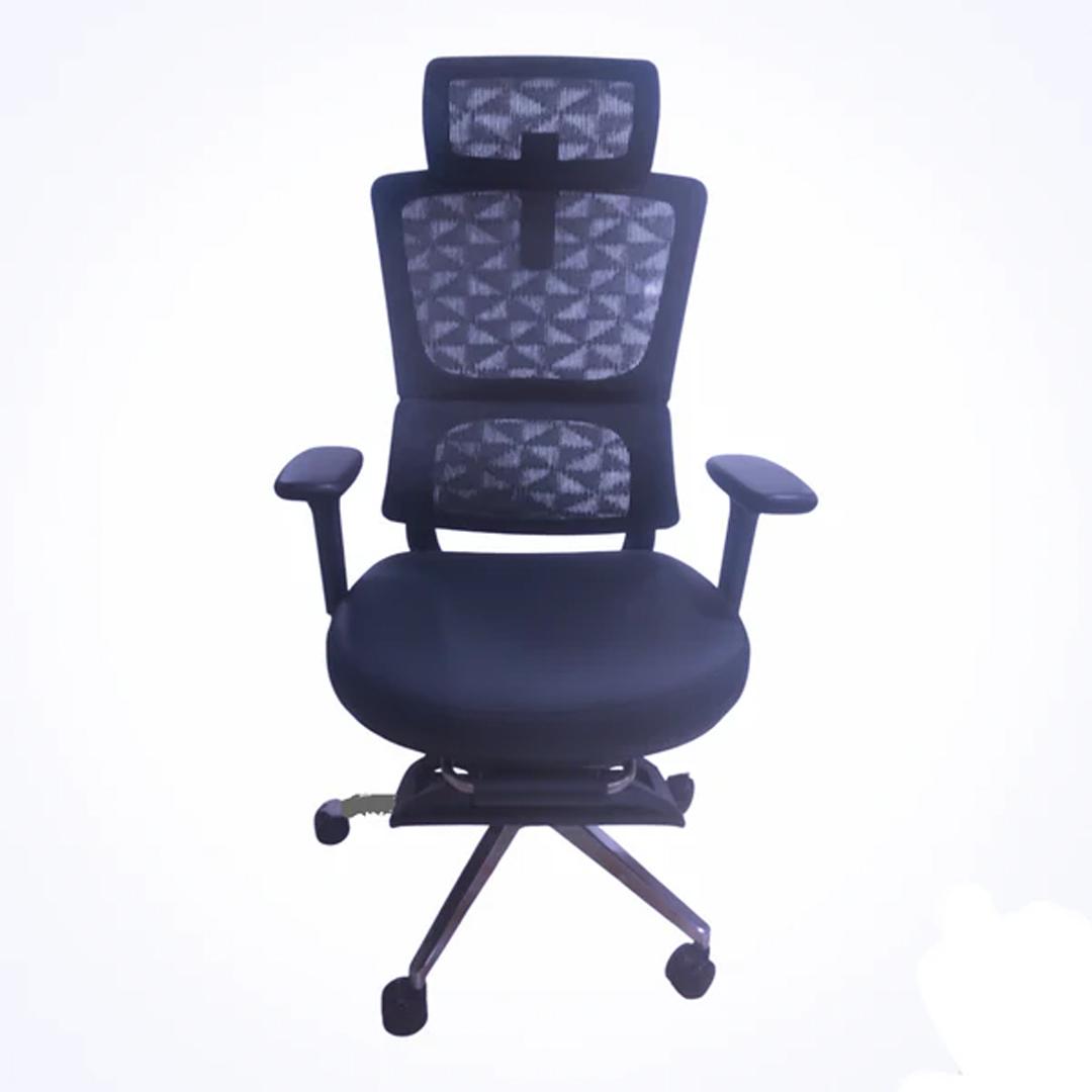 Swivel Chair with Footrest – Black (Comfortable & Stylish Ergonomic Seating)