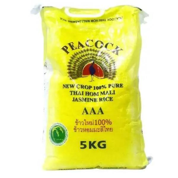 Peacock Thai Jasmine Rice – 5kg (5 Pack | Aromatic, Premium-Grade Long Grain Rice)