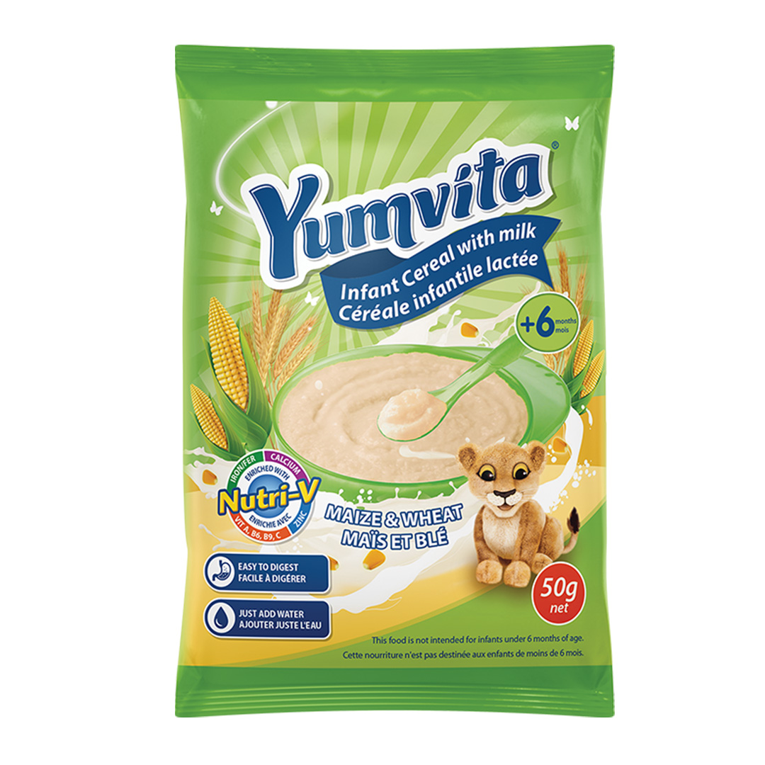 Yumvita Maize/Wheat Cereal Sachet – 350g (12 Pack) | Nutritious & Convenient Breakfast for the Whole Family