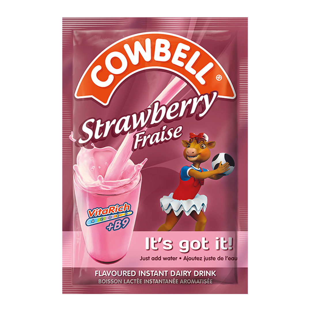 Cowbell Strawberry Powdered Milk Sachet – 35g (100 Pack) | Fruity, Creamy Milk Anytime