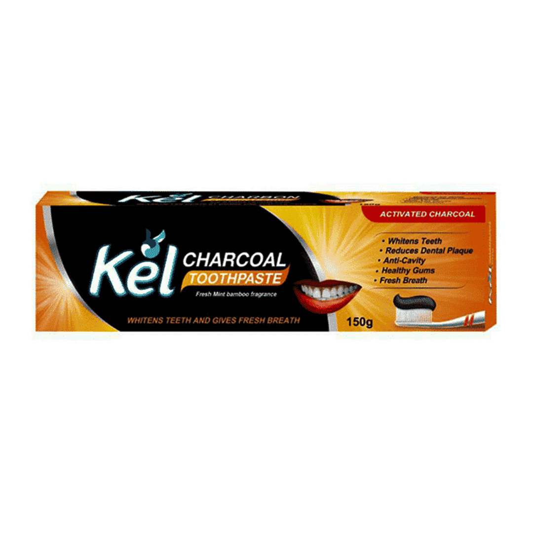 Kel Charcoal Toothpaste – 150g (48 Pack) | Natural Teeth Whitening for a Brighter, Healthier Smile