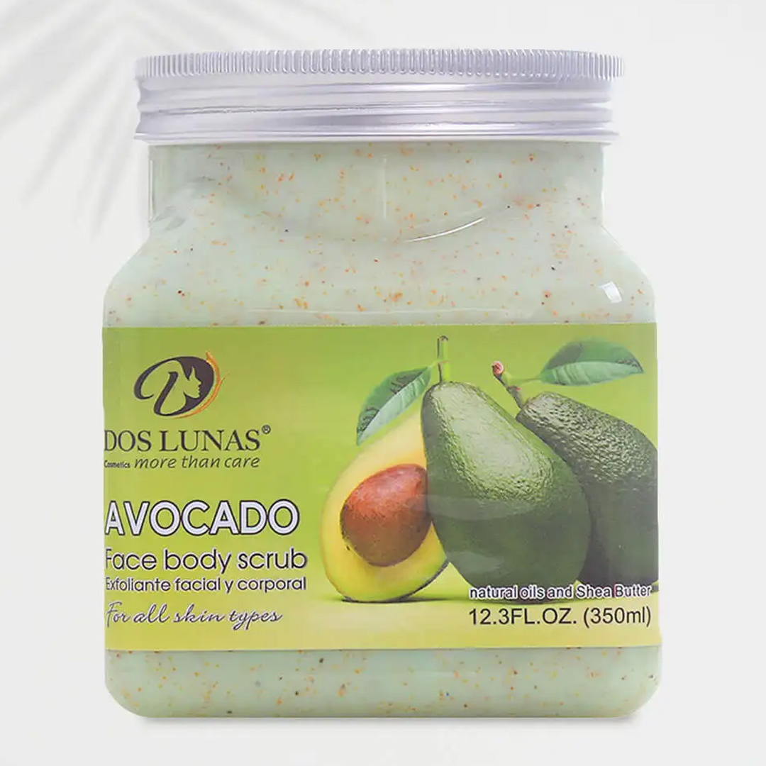 Doslunas Face & Body Scrub Avocado – 350ml (12 Pack) | Exfoliate, Nourish & Glow Naturally