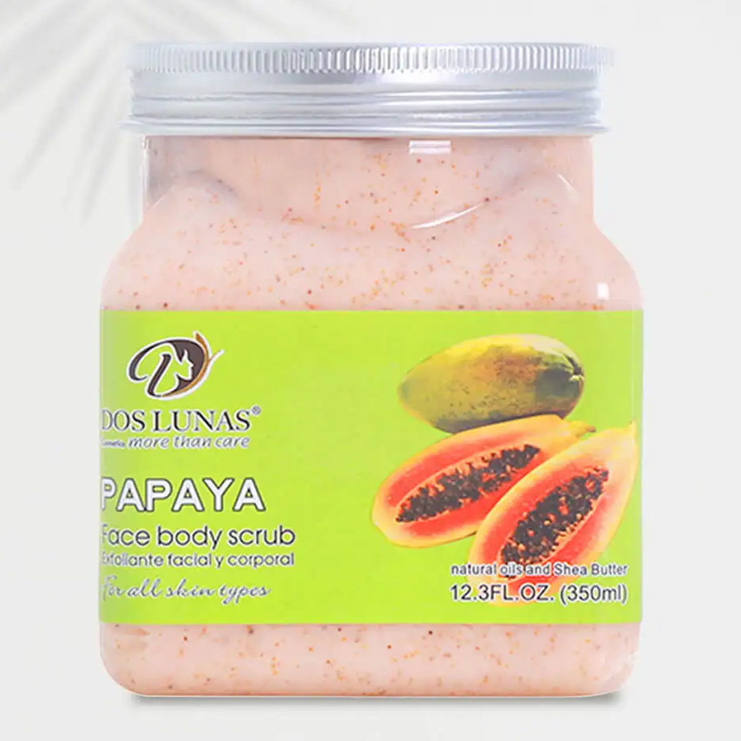 Doslunas Face & Body Scrub Papaya – 350ml (12 Pack) | Exfoliate, Brighten & Renew Your Skin