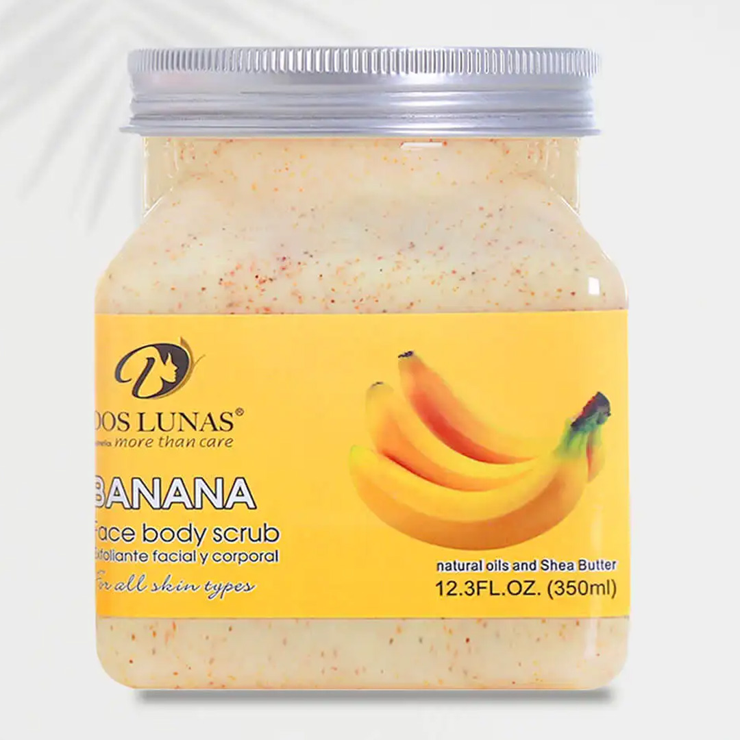 Doslunas Face & Body Scrub Banana – 350ml (12 Pack) | Gently Exfoliate, Hydrate & Nourish