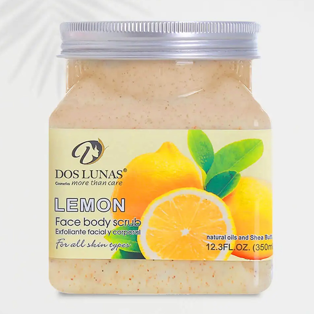 Doslunas Face & Body Scrub Lemon – 350ml (12 Pack) | Exfoliate, Brighten & Refresh Naturally