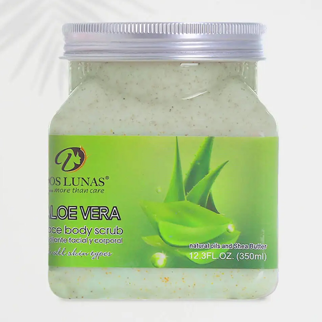 Doslunas Face & Body Scrub Aloe Vera – 350ml (12 Pack) | Soothing, Refreshing, & Hydrating Exfoliation