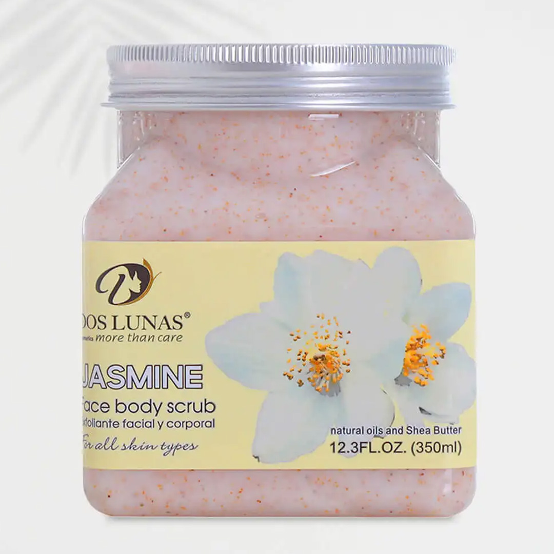 Doslunas Face & Body Scrub Jasmine – 350ml (12 Pack) | Luxurious & Naturally Soothing Exfoliant