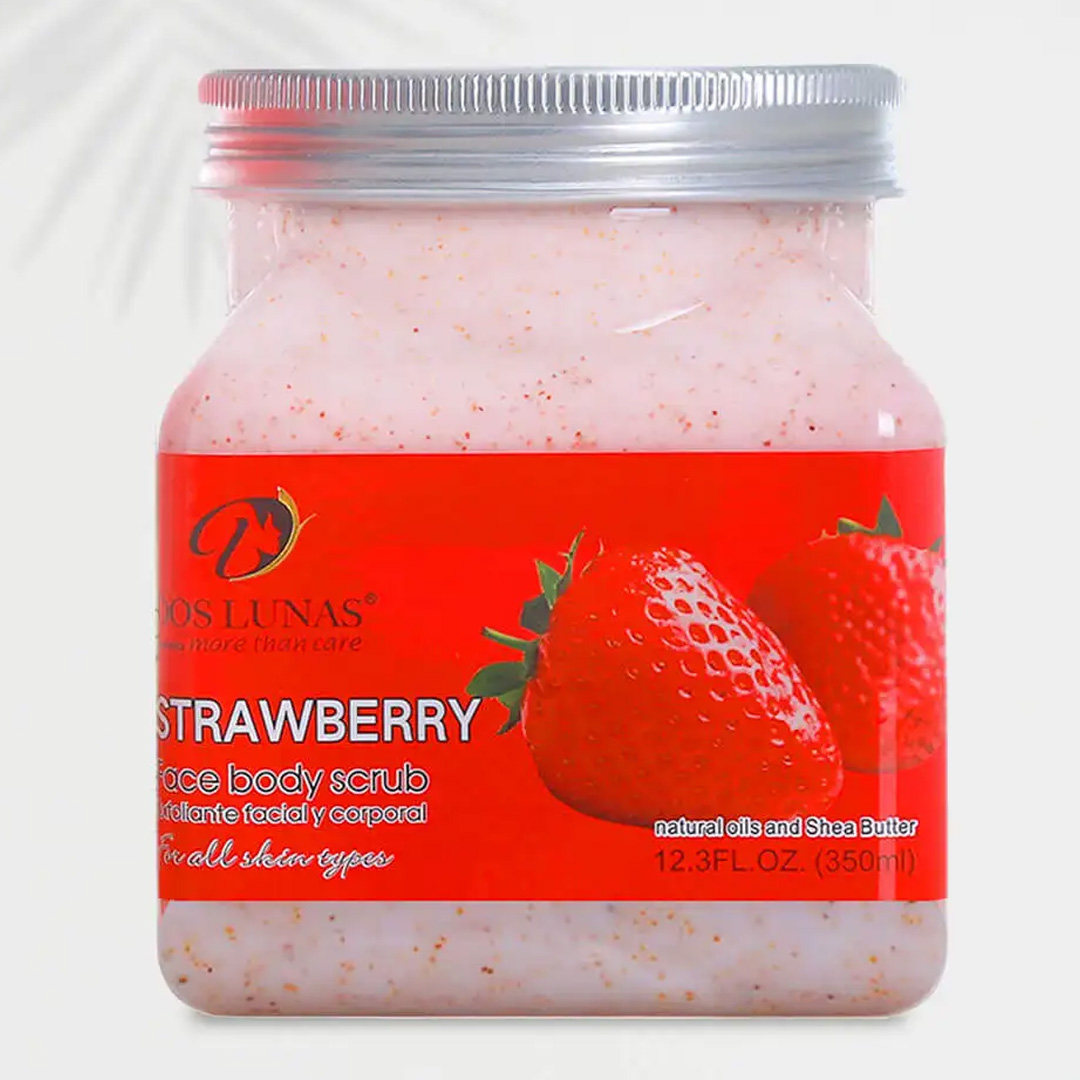 Doslunas Face & Body Scrub Strawberry – 350ml (12 Pack) | Sweet & Radiant Skincare Indulgence