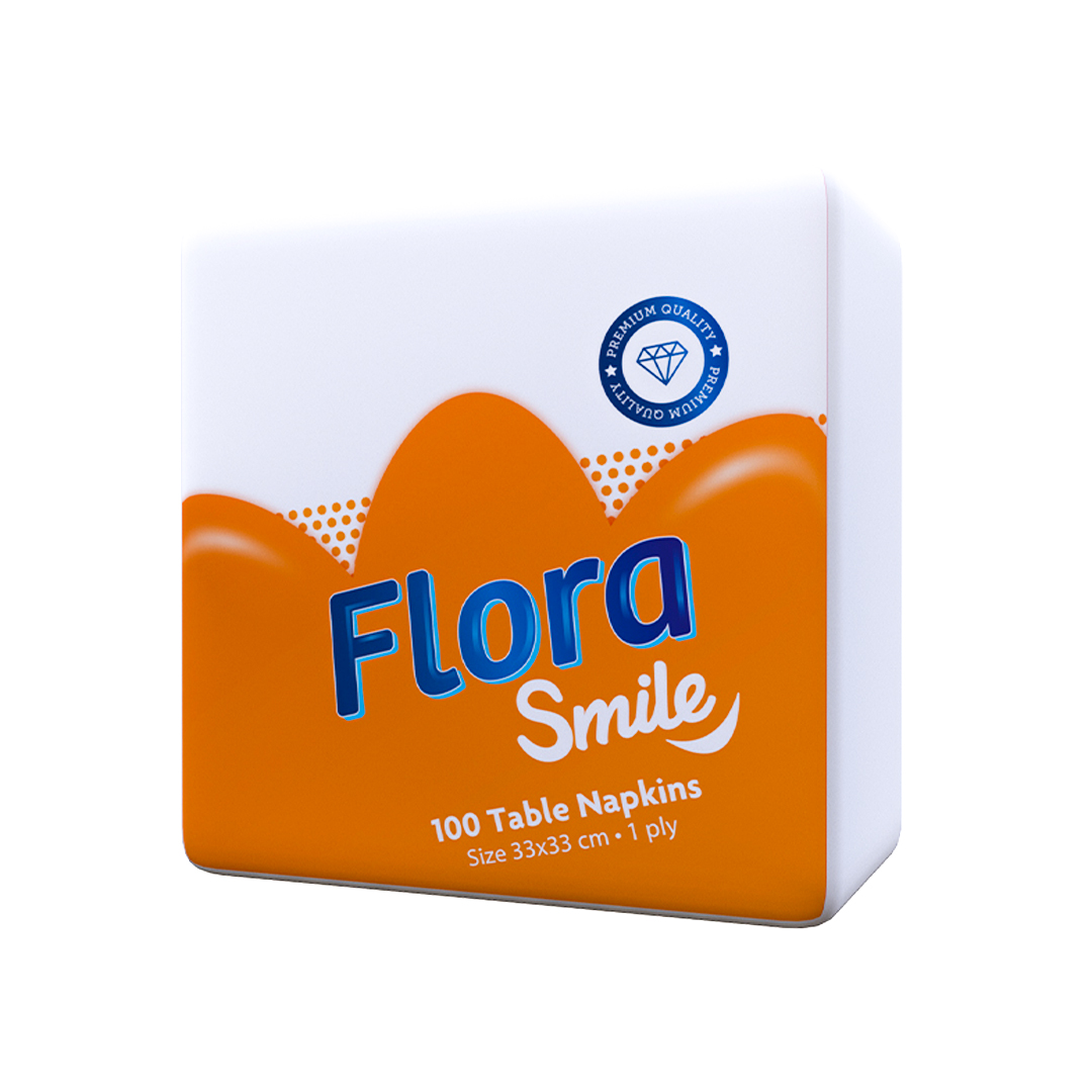 Flora Smile Table Napkin – 1PLY, 33cm (15 Pack) | Soft, Absorbent & Perfect for Any Occasion