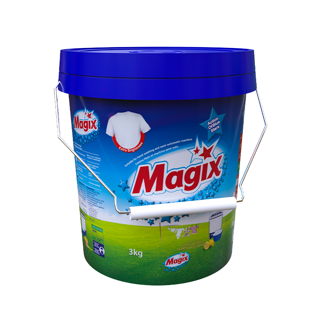 Magix Washing Powder Bucket – 3kg (1 Pack) | Deep Clean & Long-Lasting Freshness