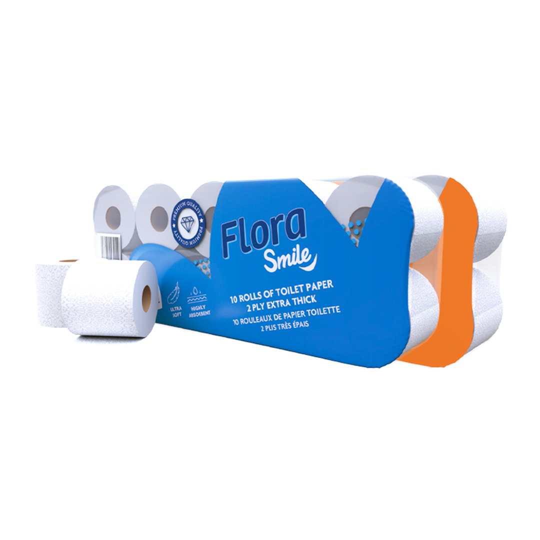 Flora Smile Unwrapped Toilet Roll 2 Ply (70 Pack) | Soft, Strong & Convenient Bulk Supply