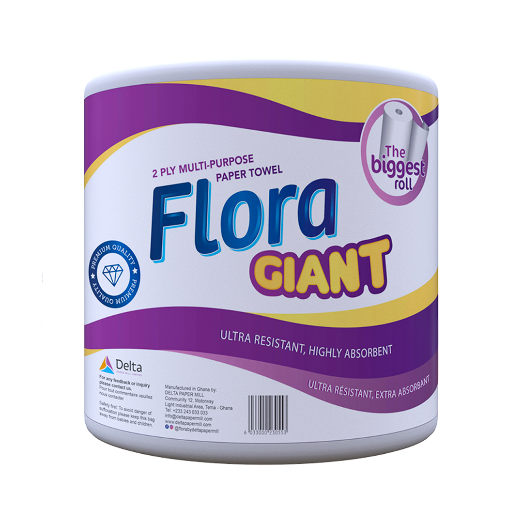 Flora Giant Multi-Purpose Paper Towel – 2PLY, 21cm XXL (6 Pack) | Strong, Absorbent & Eco-Friendly