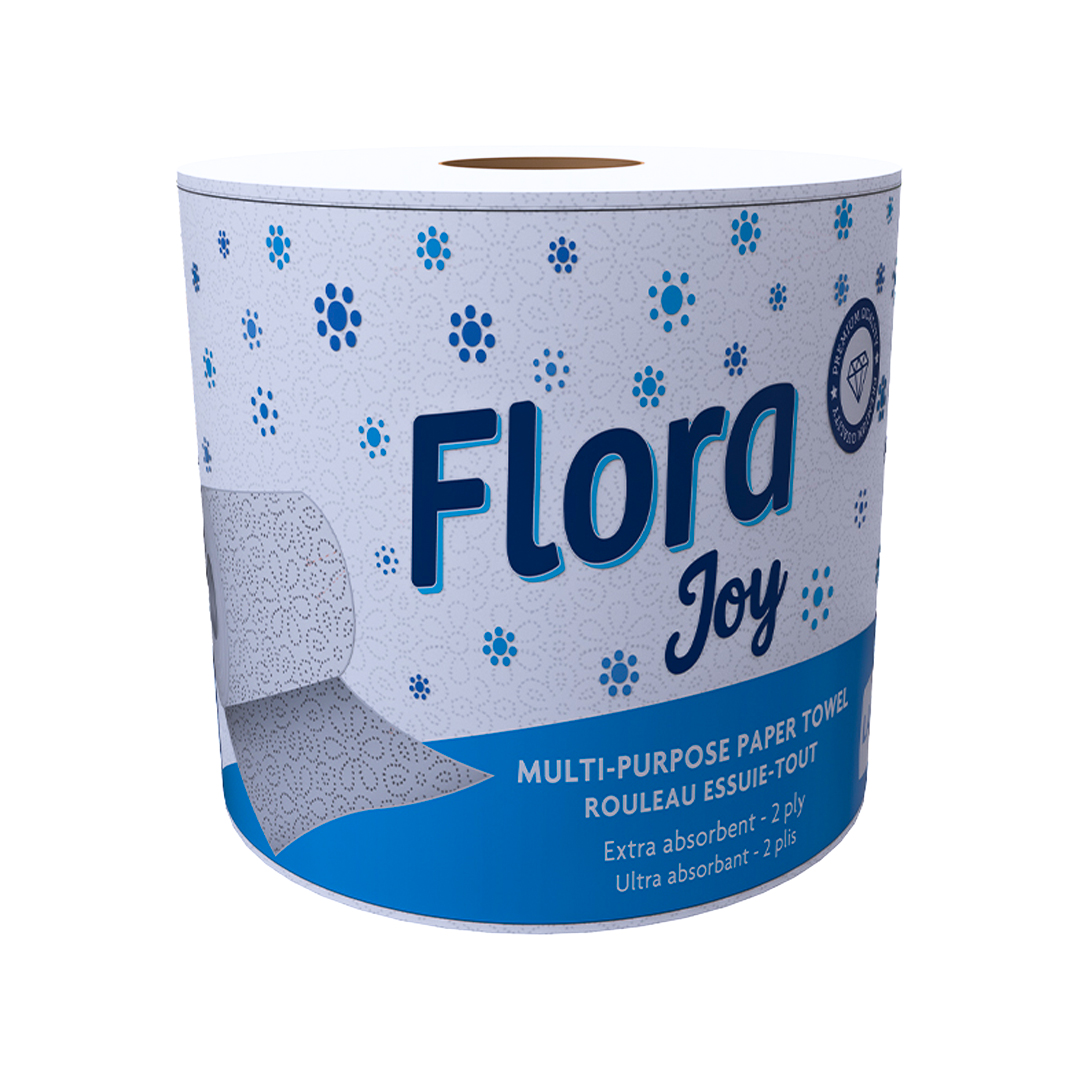 Flora Joy Multi-Purpose Paper Towel – 2PLY, 21cm (12 Pack) | Strong, Absorbent & Stylish