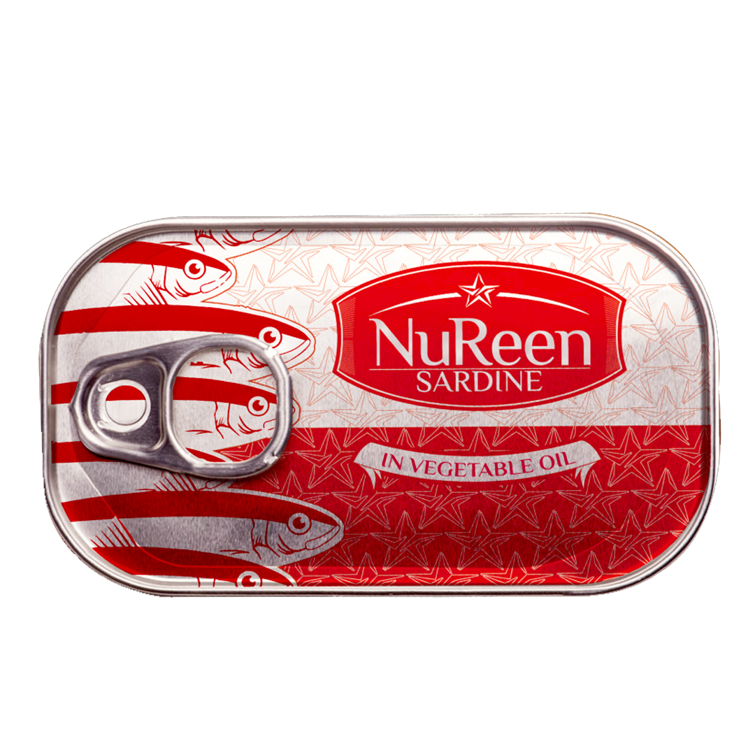 Nureen Sardine in Vegetable Oil – 125g (50 Pack) | Flavorful & Nutritious Seafood