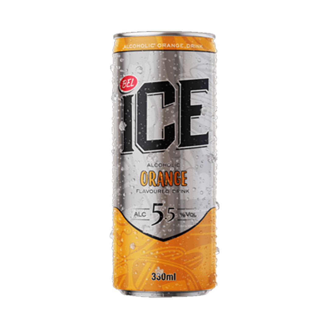 Bel Ice Orange Can – 330ml (24 Pack) | Zesty Orange Flavor for Refreshing Moments