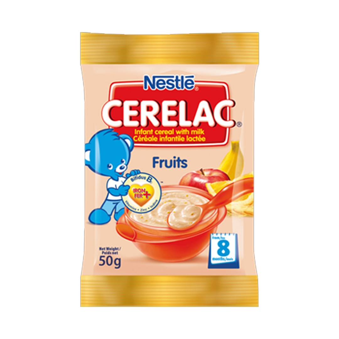 Cerelac Fruits Sachet – 50g (80 Pack) | Nutritious and Convenient Infant Cereal with Real Fruit