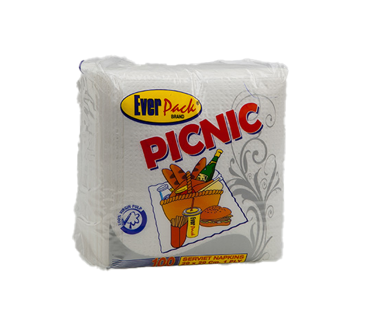 Lesfam - Everpack Picnic Table Napkin | 100% Virgin Pulp, 100-Pack, 1-Ply, 29 x 29cm