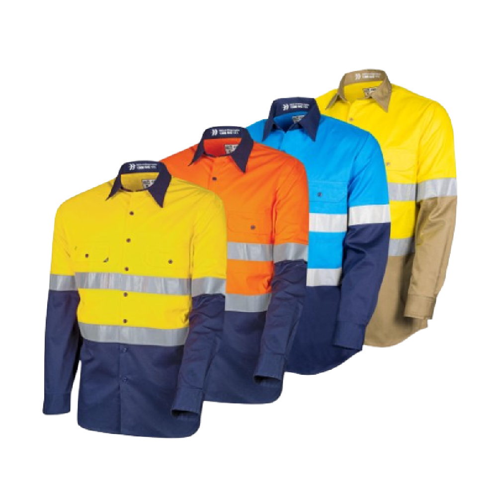 CAROK GLOBAL TRu Work Wear Mining Shirt – High-Visibility, Breathable Cotton Safety Shirt