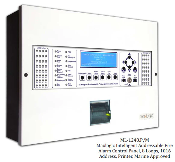 Maxlogic 8-Loop Addressable Fire Alarm Panel (Marine Approved) – High-Capacity Intelligent Protection for Land & Sea Applications
