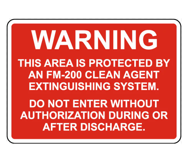 Warning – FM-200 Clean Agent Extinguishing System Sign (350x250 mm, ABS Material)